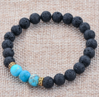 ROYAL TRIPLE GLOBE BRACELET (CYAN/BLACK)