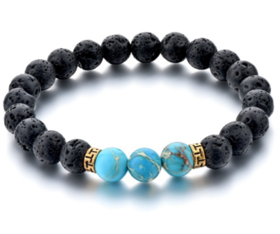 ROYAL TRIPLE GLOBE BRACELET (CYAN/BLACK)