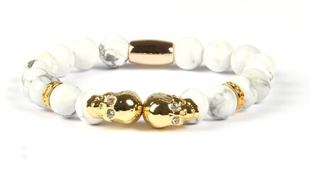 Royal Double Skull Bracelet (Gold/White)