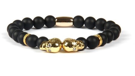 Royal Double Skull Bracelet (Gold/Black)