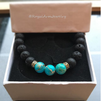 ROYAL TRIPLE GLOBE BRACELET (CYAN/BLACK)