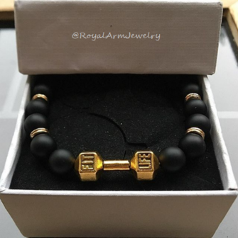 ROYAL DUMBBELL BRACELET (GOLD/BLACK) 