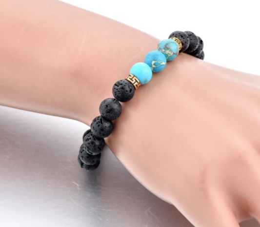 ROYAL TRIPLE GLOBE BRACELET (CYAN/BLACK)