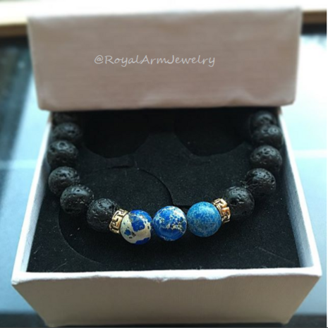 ROYAL TRIPLE GLOBE BRACELET (BLUE/BLACK)